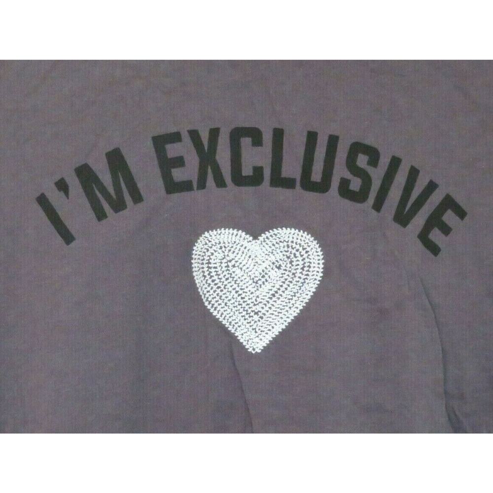 Carbon Copy Women's I'M EXCLUSIVE Embellished Heart T-Shirt Gray Top - Size M - Picture 3 of 9